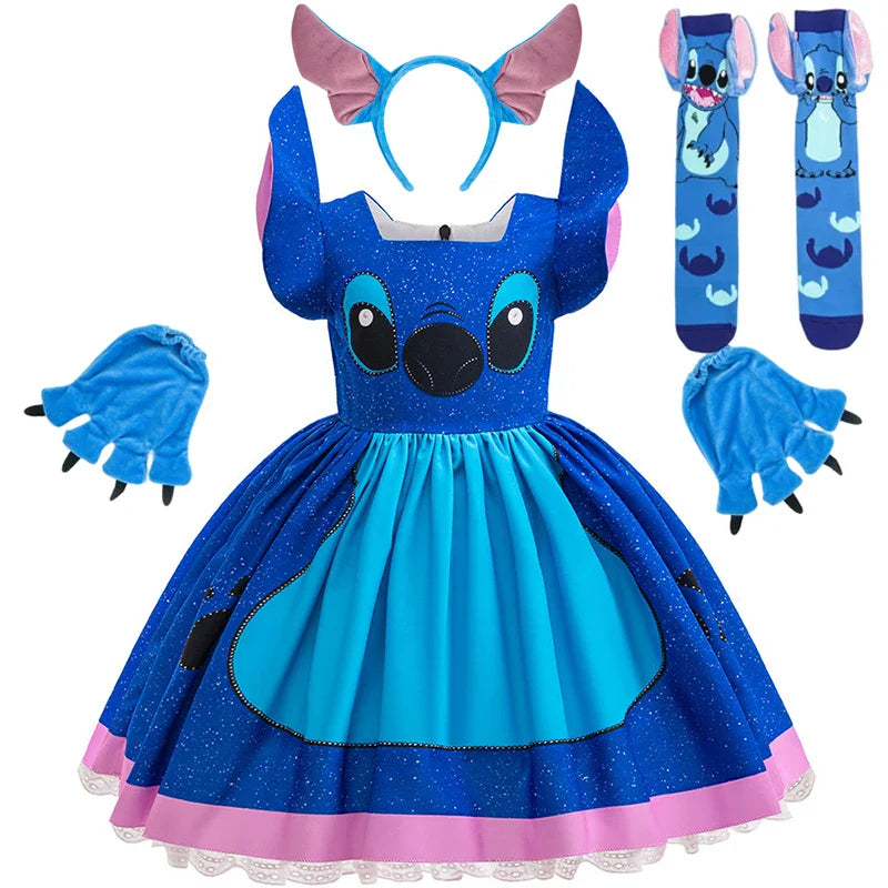 Kids Girls Princess Dress – Stitch Cartoon Inspired Costume Dress