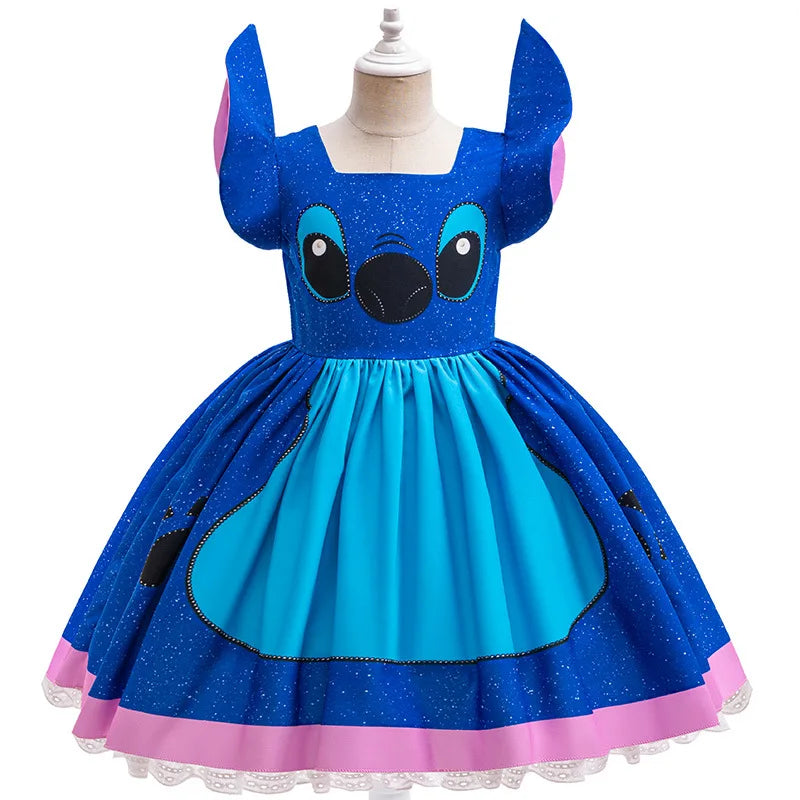 Kids Girls Princess Dress – Stitch Cartoon Inspired Costume Dress