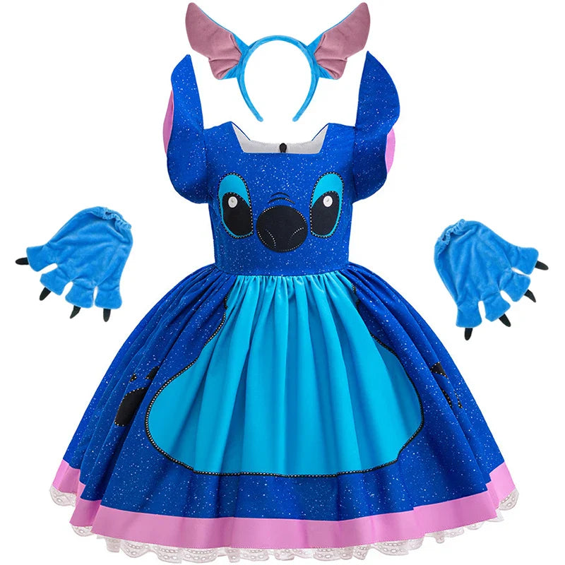 Kids Girls Princess Dress – Stitch Cartoon Inspired Costume Dress