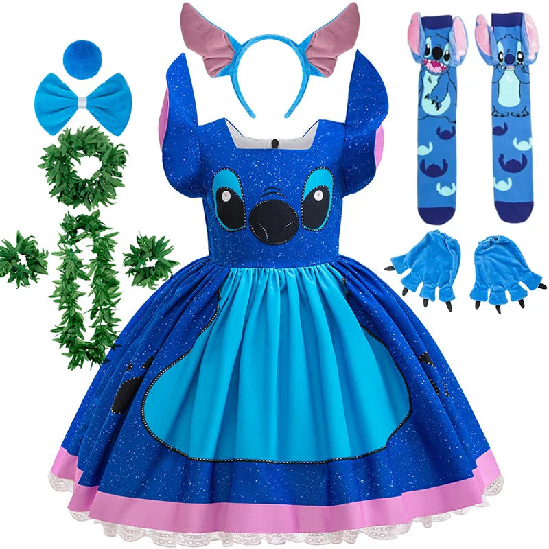 Kids Girls Princess Dress – Stitch Cartoon Inspired Costume Dress