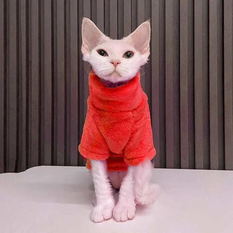 Soft Coral Velvet Hairless Cat Clothes Vest