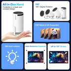 HY300 Pro 4K Projector-Android 11 Dual Wifi6 260ANSI, 1080P 1280*720P Home Cinema Projetor