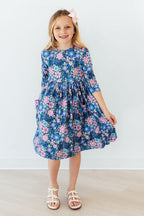 Whimsy 3/4 Sleeve Pocket Twirl Dress