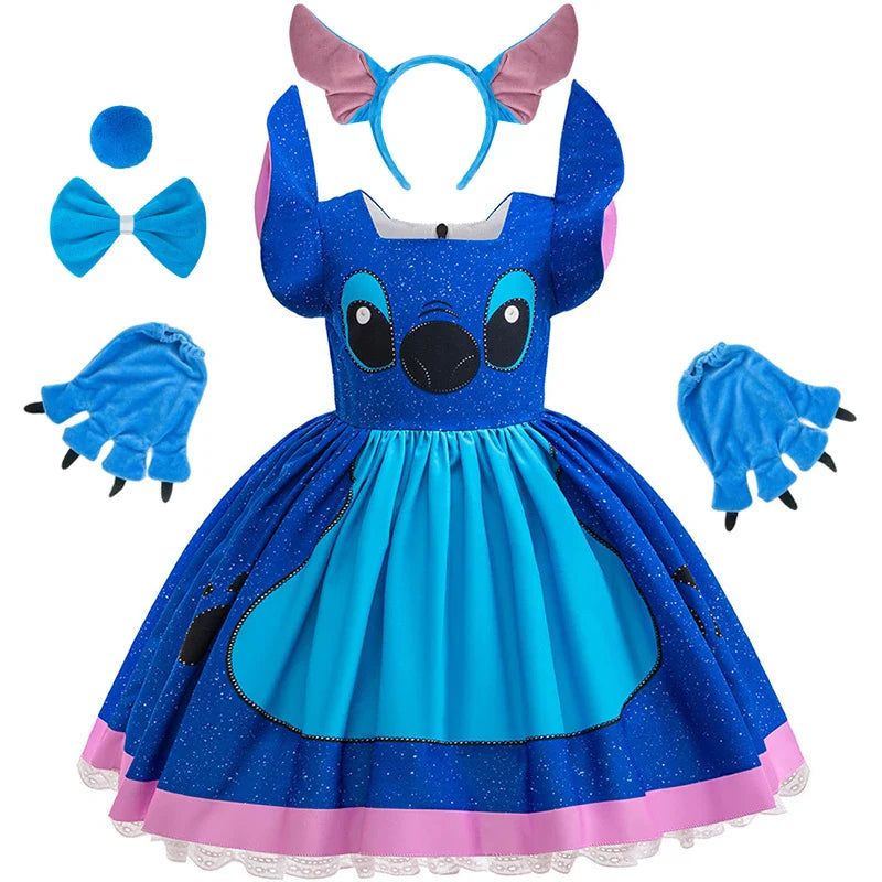 Kids Girls Princess Dress – Stitch Cartoon Inspired Costume Dress